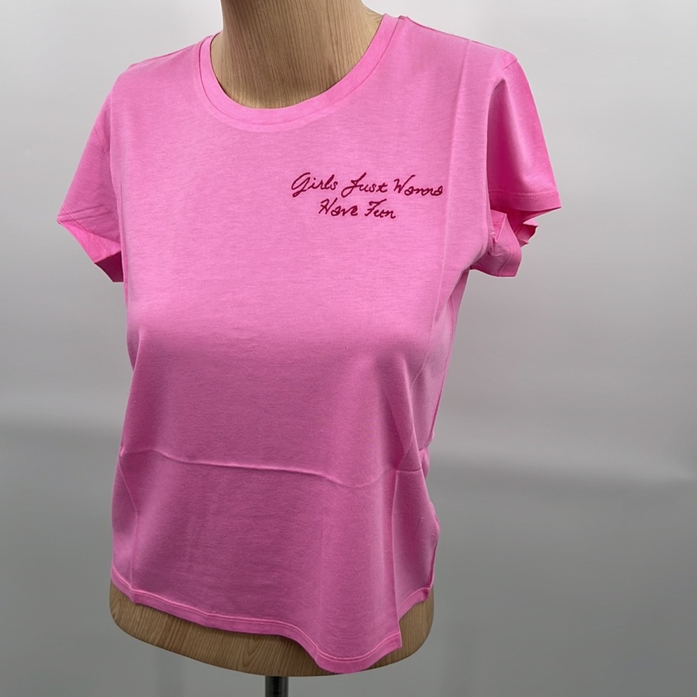 🆕Girls Just Wanna Have Fun Bubblegum Pink Tee Generation Love NEW NWT
